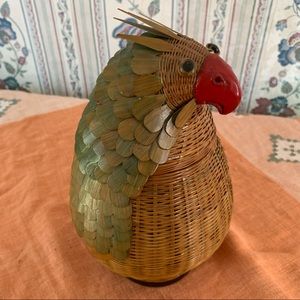Vintage Shanghai Handcrafts Wicker Parrot Basket